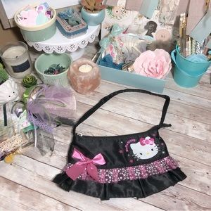 Hello Kitty Black & Pink Children’s Purse Handbag Bow Tulle Ruffles Stars Sanrio